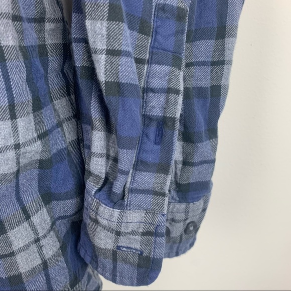 Eddie Bauer Navy Blue Plaid Button Up Shirt - Picture 5 of 8